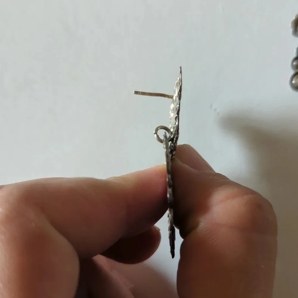 Vintage Sterling Silver Etruscan Earrings - Picture 6 of 6